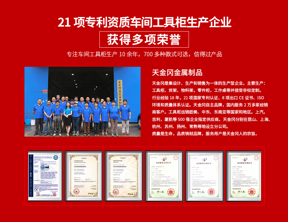 天金岡_21項專利資質抽屜工具車生產企業